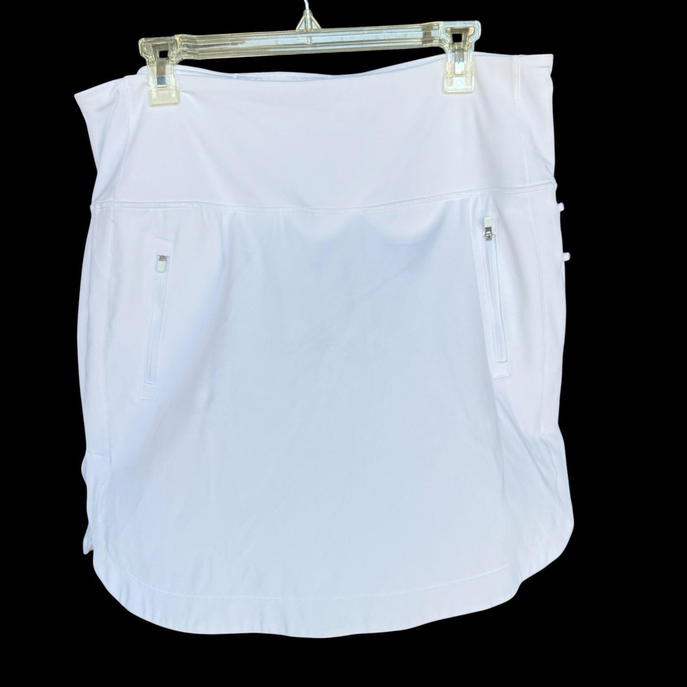 Athleta Skort Womens 1X White Fairway Golf 18" Zip Pockets Stretch Athletic